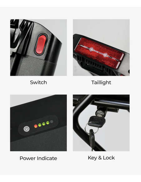 Porte bagage avec batterie 13AH pour le ENGWE EP2 Pro Porte bagage avec batterie 13AH pour le ENGWE EP2 Pro