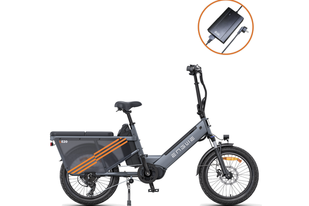 Vélo Cargo Électrique ENGWE LE20 Gris VERSION PASSAGER 250W 1 Batterie 19.2AH