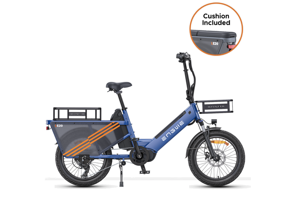 Vélo Cargo Électrique ENGWE LE20 Gris VERSION PASSAGER 250W 1 Batterie 19.2AH