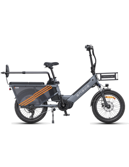 Vélo Cargo Électrique ENGWE LE20 Gris VERSION PASSAGER 250W 2 Batteries 38.4AH