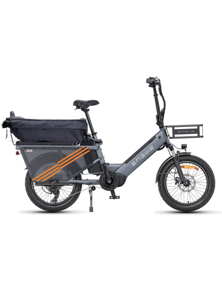 Vélo Cargo Électrique ENGWE LE20 Gris VERSION PASSAGER 250W 2 Batteries 38.4AH