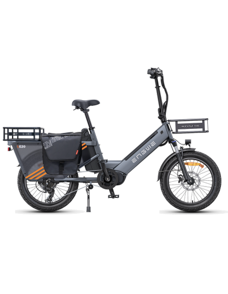 Vélo Cargo Électrique ENGWE LE20 Gris VERSION PASSAGER 250W 2 Batteries 38.4AH