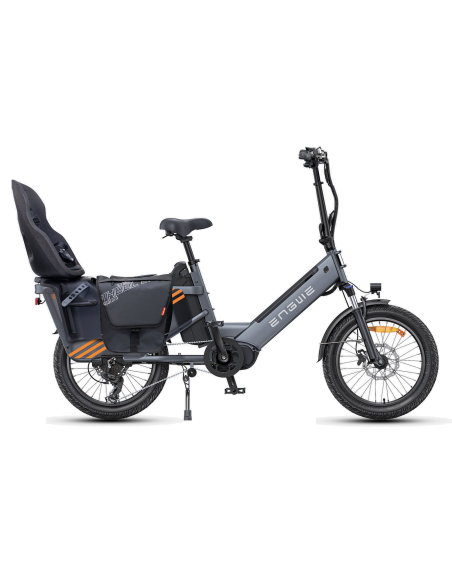 Vélo Cargo Électrique ENGWE LE20 Gris VERSION PASSAGER 250W 2 Batteries 38.4AH