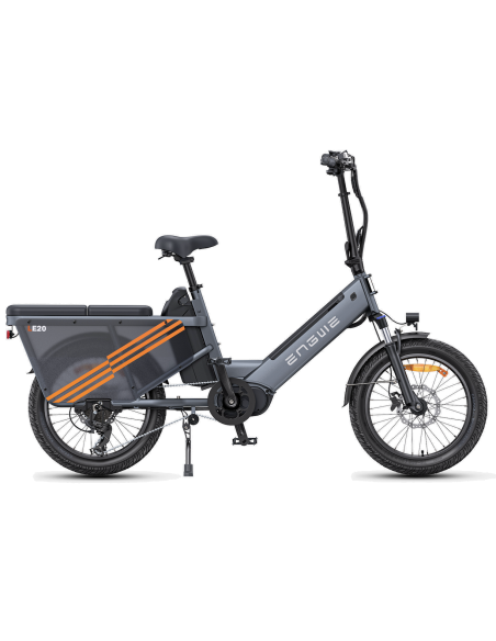 Vélo Cargo Électrique ENGWE LE20 Gris VERSION PASSAGER 250W 2 Batteries 38.4AH