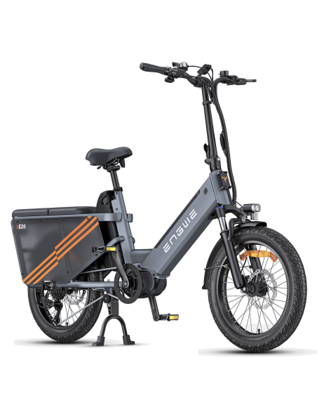 Vélo Cargo Électrique ENGWE LE20 Gris VERSION PASSAGER 250W 2 Batteries 38.4AH