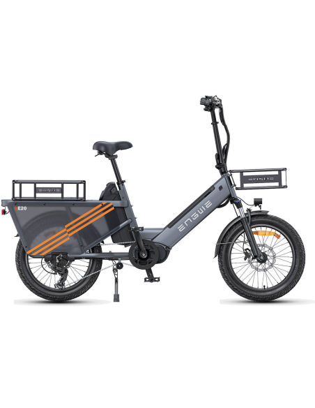 Vélo Cargo Électrique ENGWE LE20 Gris VERSION PASSAGER 250W 2 Batteries 38.4AH