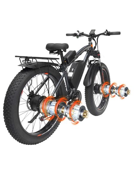 GUNAI GN88 VF09 Vélo Électrique 26 pouces 2*1000W Moteurs 48V 22Ah 55km/h Vitesse