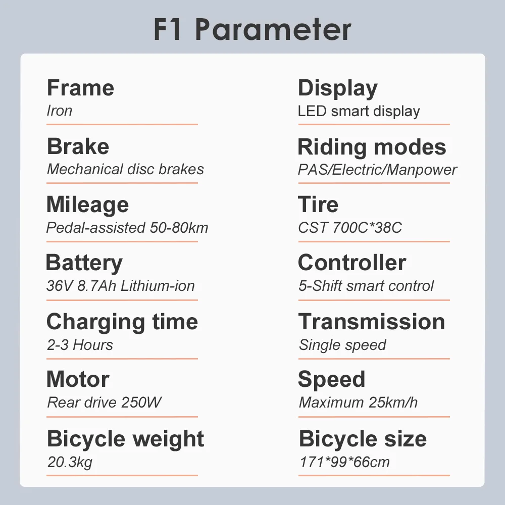 Vélo Electrique 250W FAFREES F1-38 Orange