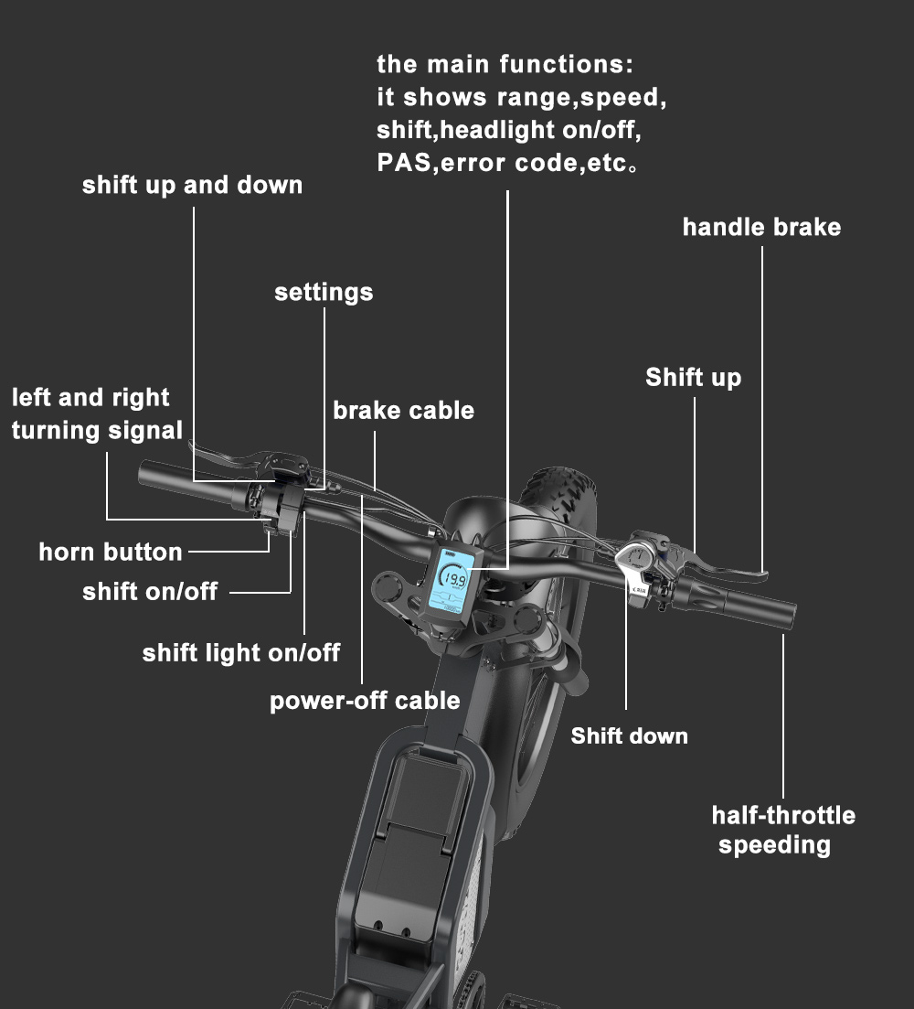 Vélo électrique GUNAI MX25 20 pouces 48V 25Ah 1000W 50Km/h charge 200KG