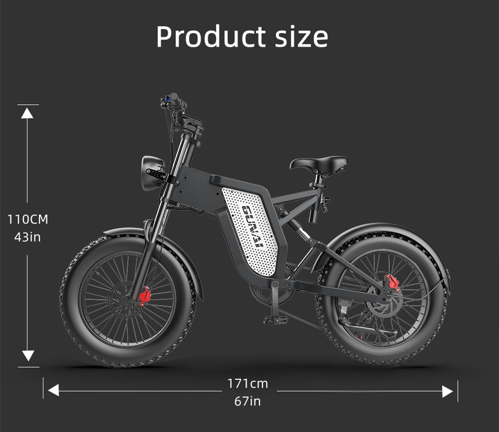 Vélo électrique GUNAI MX25 20 pouces 48V 25Ah 1000W 50Km/h charge 200KG