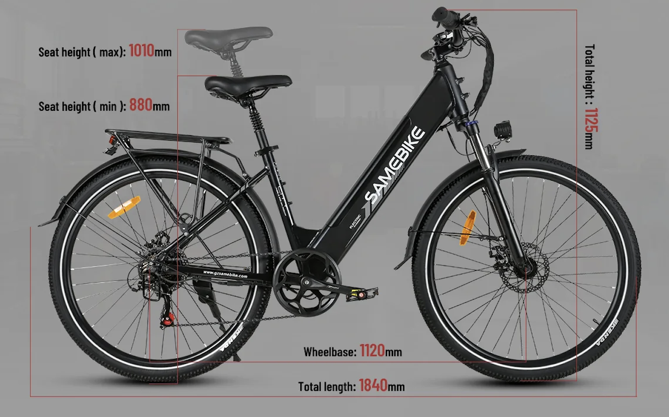 Dimensions du Vélo Électrique SAMEBIKE RS-A01 Pro