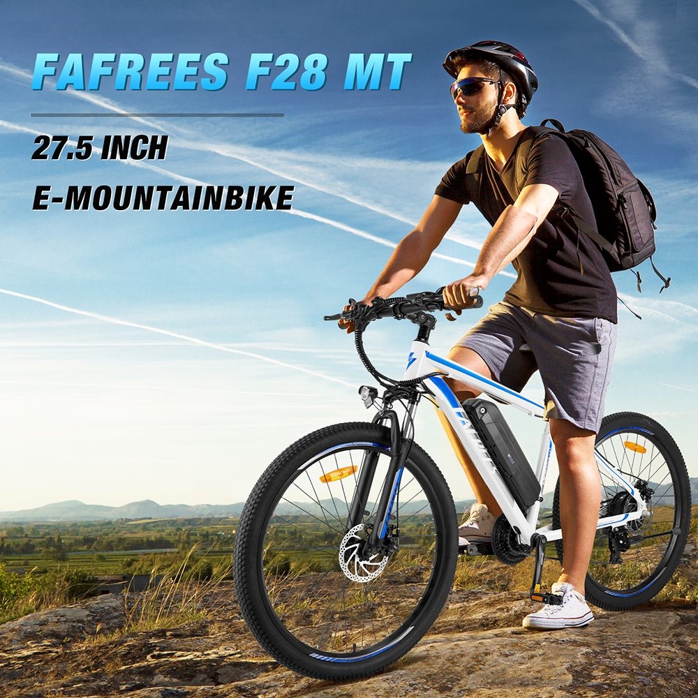 Vélo électrique de montagne Fafrees F28 MT 27.5 * 2.25 pouces Pneu 250 W Moteur 36 V 14.5 Ah Batterie 25 km/h Vitesse maximale par défaut 110 km Portée maximale SHIMANO 21 vitesses Freins à disque mécaniques - Rouge