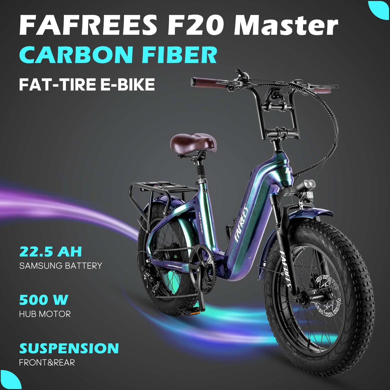 Vélo Électrique FAREES F20 Master E-bike 20*4.0  500W Vert