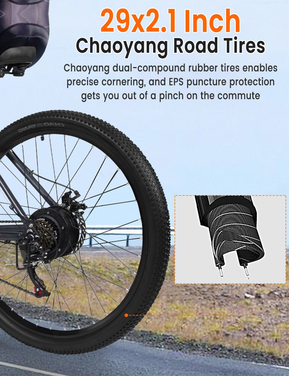 GUNAI GN29 Vélo électrique 29 pouces Pneu 750W Moteur 48V 15Ah 50km/h Vitesse