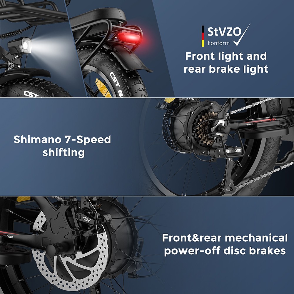 FA FREES F20 Max Vélo Électrique 20po 25Km/h 48V 22.5AH 500W Moteur Noir