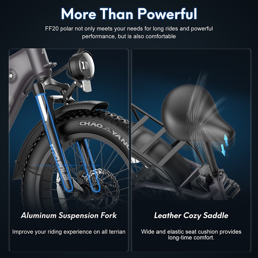 FAFRES FF20 Polar E-Bike 40Km/h 500W 48V 10.4AH Double Batterie Bleu