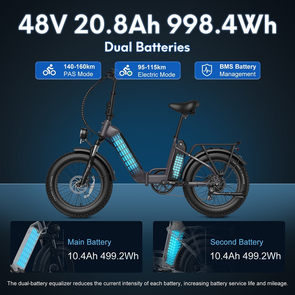 Vélo électrique Polar FAFRES FF20 40Km/h 500W 48V 10.4AH Double Batterie Vert