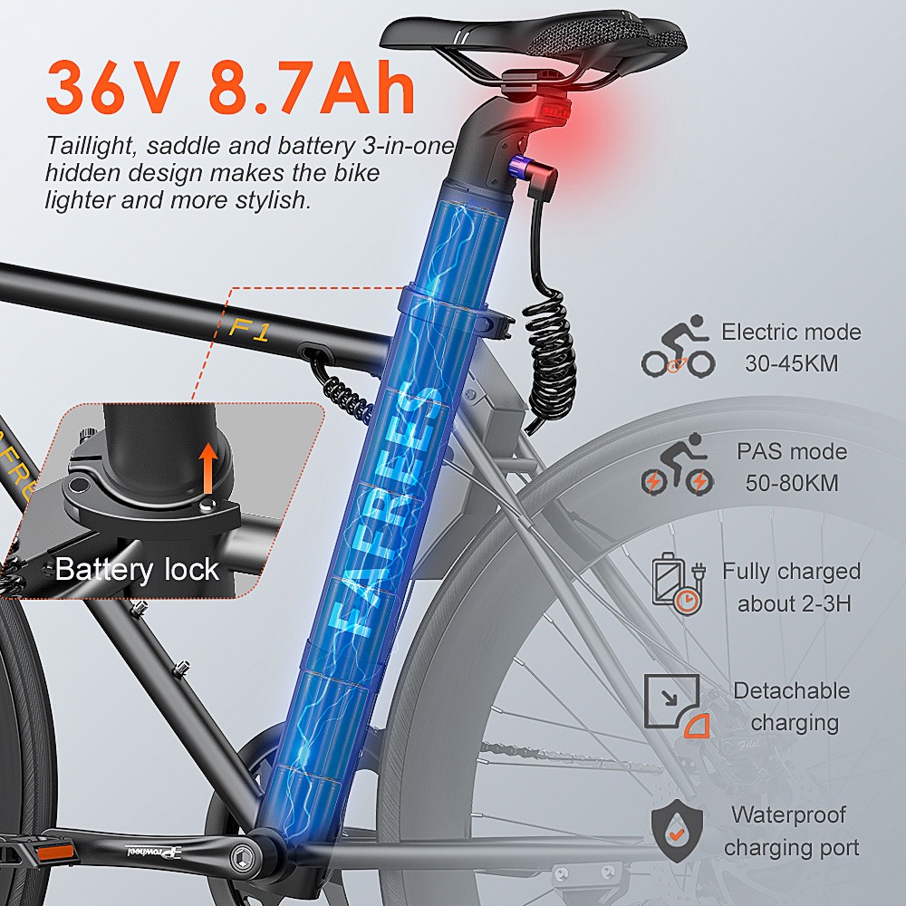 FAREES F1 Vélo Electrique 250W Moteur Brushless Bleu