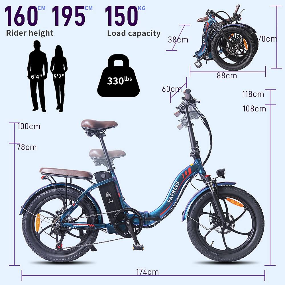 FA FREES F20 Pro Vélo Électrique 20 Pouces 25Km/h 36V 18AH 250W - Violet