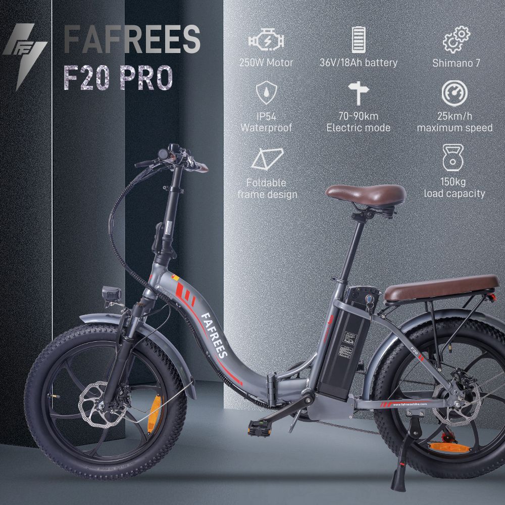 FA FREES F20 Pro Vélo Électrique 20 Pouces 25Km/h 36V 18AH 250W - Gris