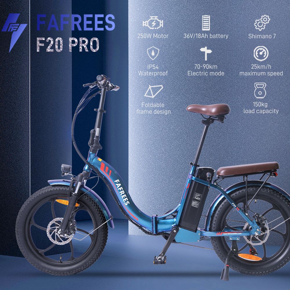 FA FREES F20 Pro Vélo Électrique 20 Pouces 25Km/h 36V 18AH 250W - Bleu Profond