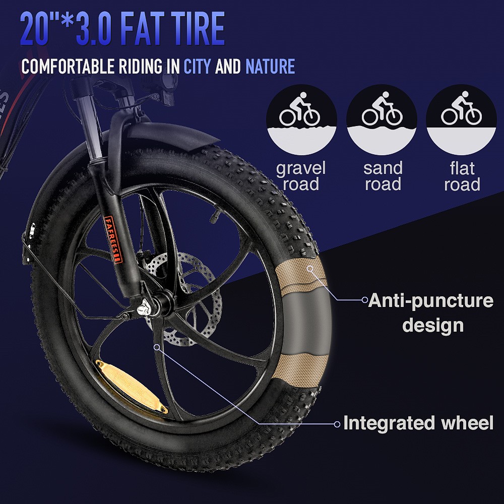 Vélo électrique FAFREES F20 20 Pouces Cadre Pliant E-bike 7 Vitesses Avec Batterie Au Lithium Amovible 15AH - Noir