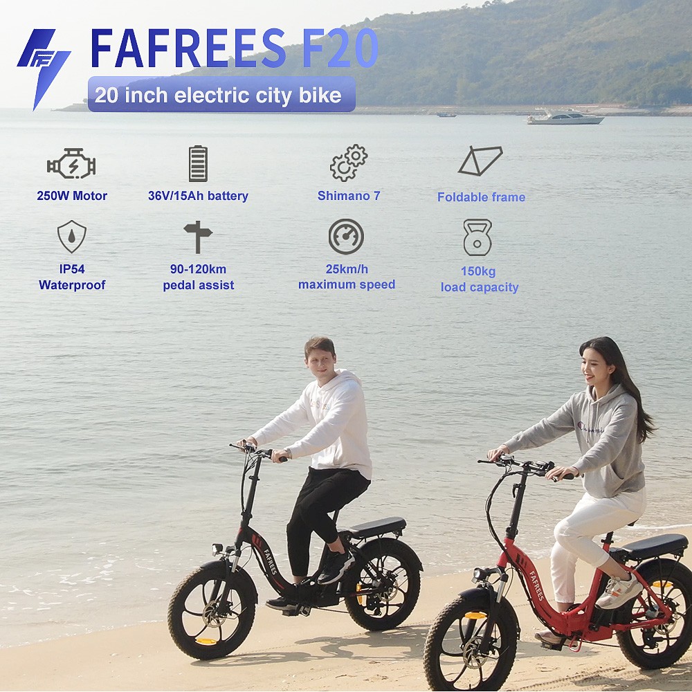 Vélo électrique FAFREES F20 20 Pouces Cadre Pliant E-bike 7 Vitesses Avec Batterie Au Lithium Amovible 15AH - Noir