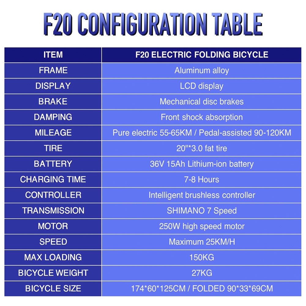 Vélo électrique FAFREES F20 20 Pouces Cadre Pliant E-bike 7 Vitesses Avec Batterie Au Lithium Amovible 15AH - Noir