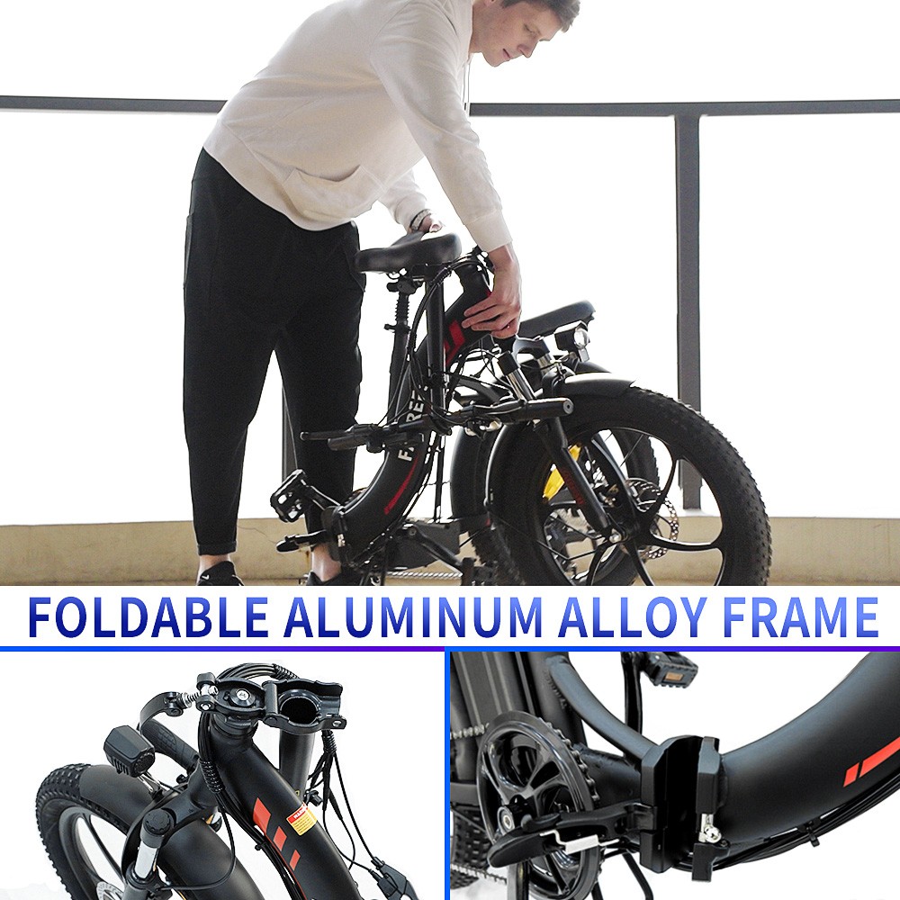 Vélo électrique FAFREES F20 20 Pouces Cadre Pliant E-bike 7 Vitesses Avec Batterie Au Lithium Amovible 15AH - Rouge