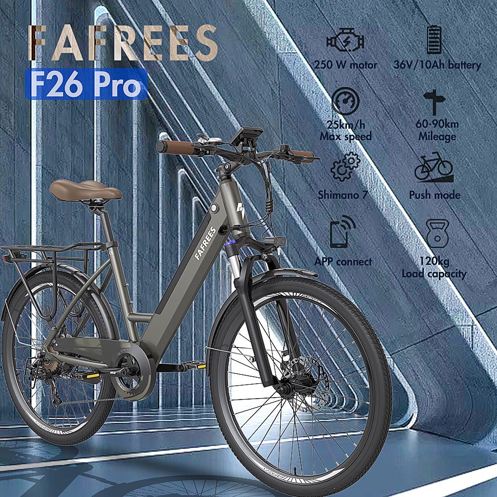 Vélo électrique de ville pas à pas FAREES F26 Pro 26'' Doré