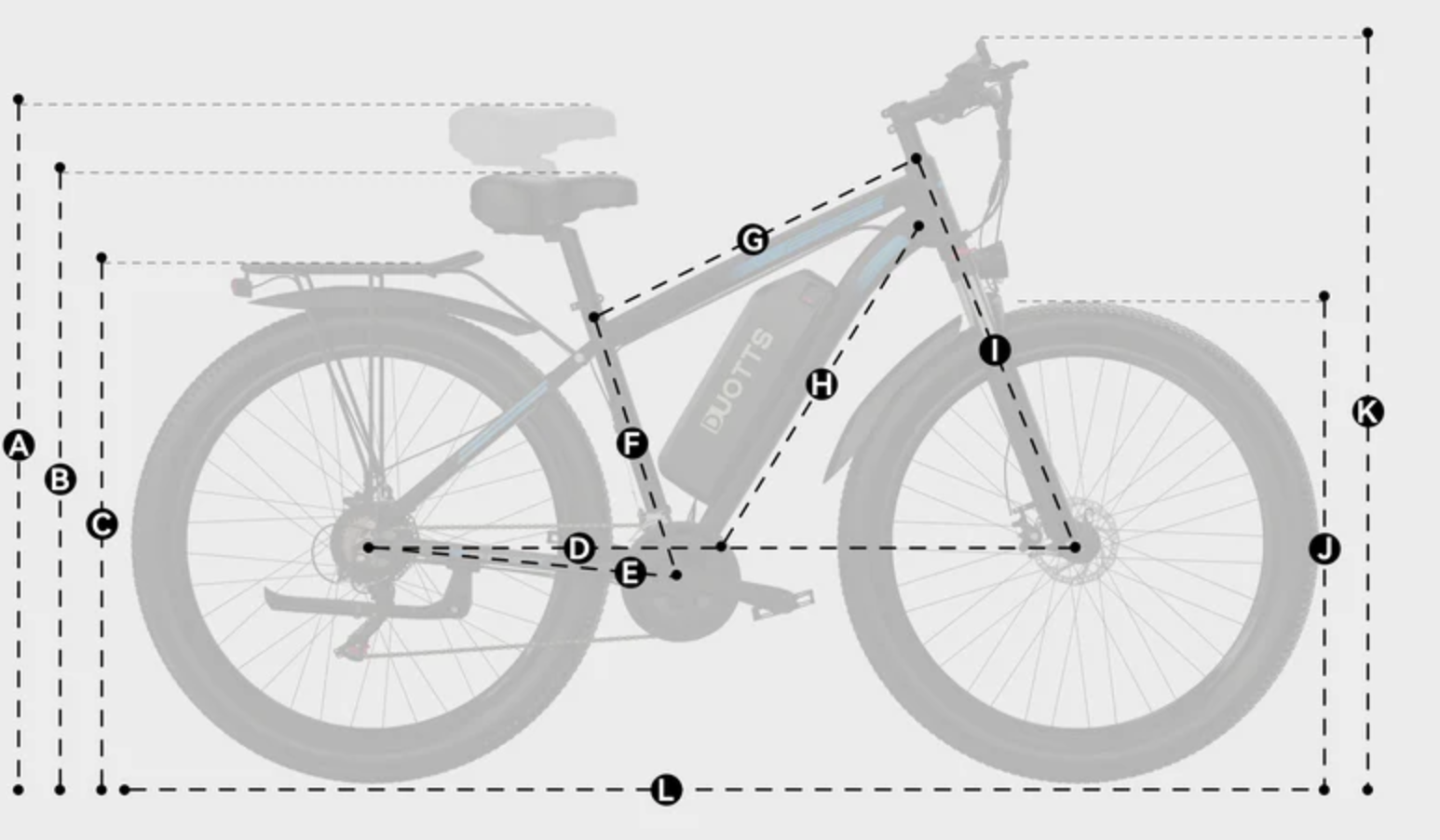 Taille des différents composants du vélo